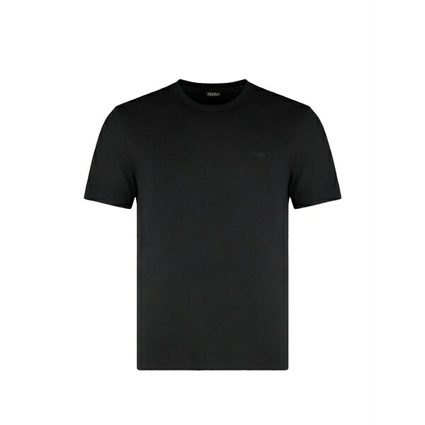 ゼニア メンズ ティーシャツ トップス Crew-neck t-shirt Black