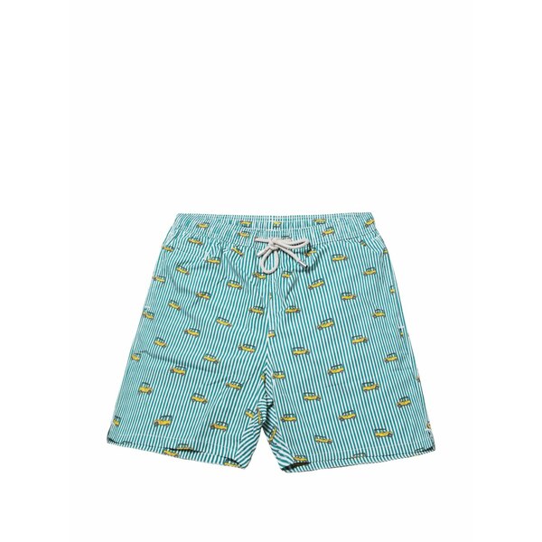 エムシーツーセイントバース メンズ 心地よいズボン下 ボトムス Striped car-motif shorts Blue
