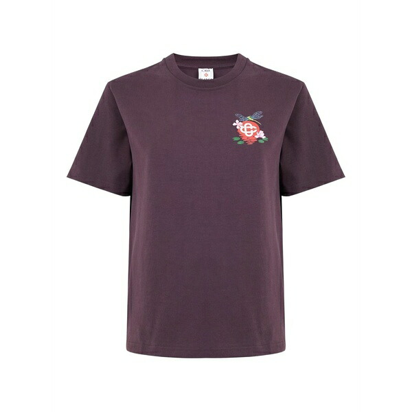 カサブランカ レディース プルオーバー トップス Floral-embroidered t-shirt Purple