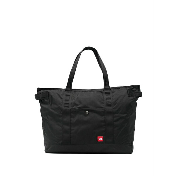 北の方人間の顔 メンズ トートバッグ 御徒面子 Large ルビジウム logo-patch tote bag Black