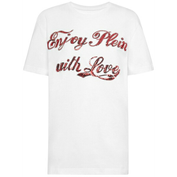 フィリップ飾り気のない レディース ティーシャツ トップス Slogan-print cotton t-shirt White