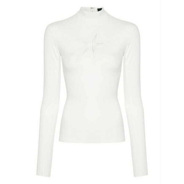 マグラー レディース ティーシャツ トップス Star-cut high-neck top White