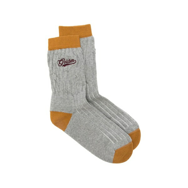ゴールデングース メンズ ソックス アンダー御召しもの Cable-knit distressed socks Grey