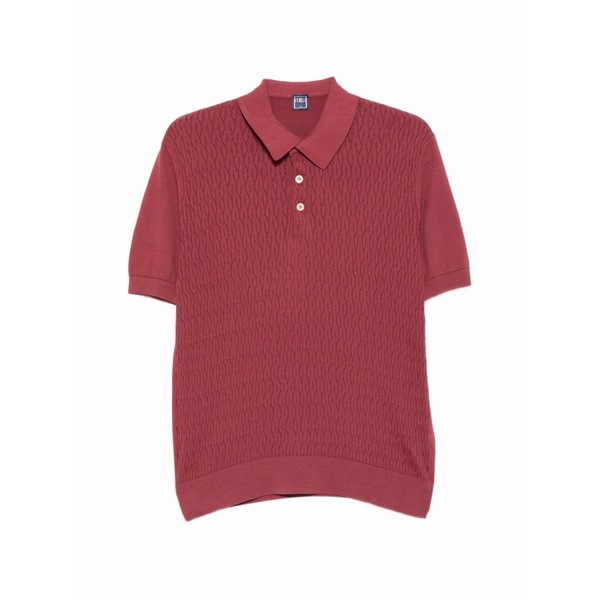フェデーリ メンズ ポロシャツ トップス Textured-knit short-sleeve polo shirt Red|asty