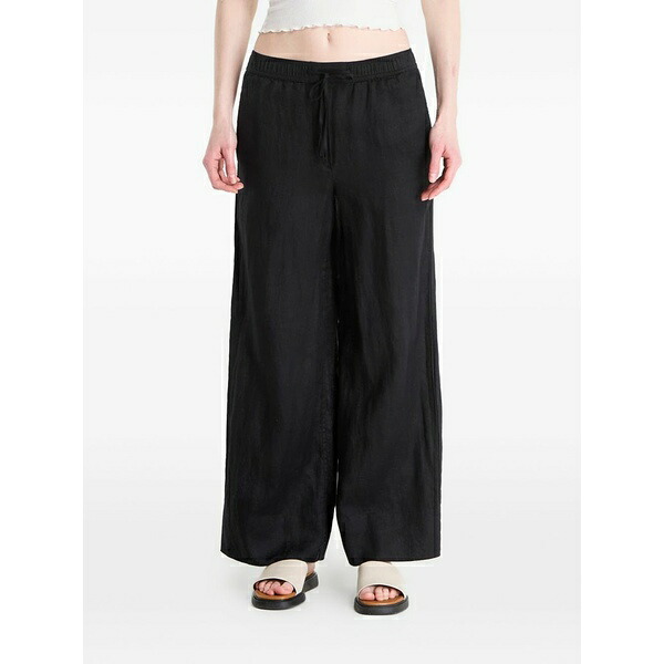 トミー ヒルフィガー レディース 心地よいズボン下 ボトムス Drawstring wide-leg trousers Black