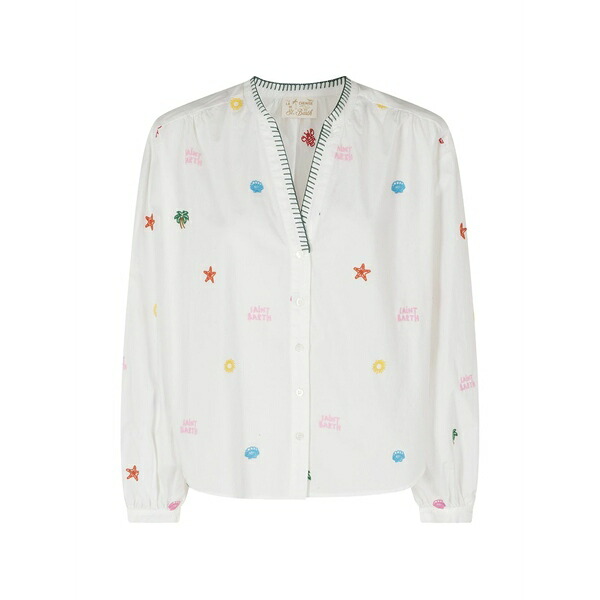 エムシーツーセイントバース レディース プルオーバー トップス Liona embroidered cotton blouse White