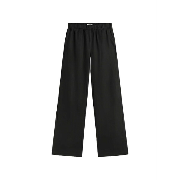 エコアルフ レディース 心地よいズボン下 ボトムス Drawstring wide-leg trousers Black