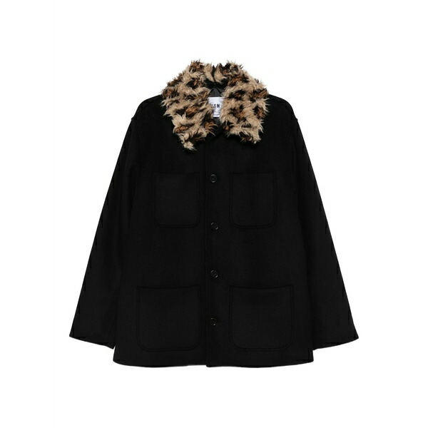 エムエスジイエム メンズ 上衣＆上衣 アウター Faux-fur collar jacket Black