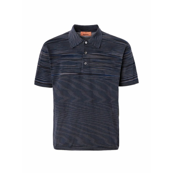 ミッソーニ メンズ スポーツシャツ トップス Striped-pattern polo shirt Blue