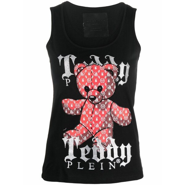 フィリップ飾り気の無い レディース カットソー トップス Teddy plein sleeveless tank top  Black