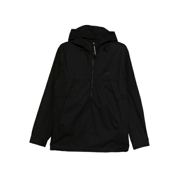 シーピーカンパニー メンズ ジャケット&ブルゾン アウター Half-zip hooded jacket Black|asty