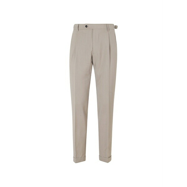ベルウィッチ メンズ 心地好いズボン下 ボトムス Pleated-detail turn-up trousers Neutrals