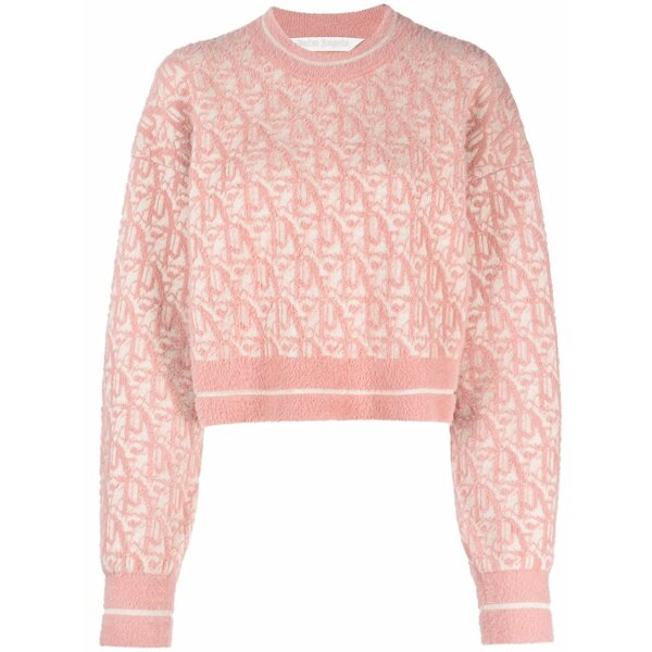 パーム・エンジェルス レディース 編み物\u0026プルオーバー アウター Monogram-jacquard cropped jumper Neutrals