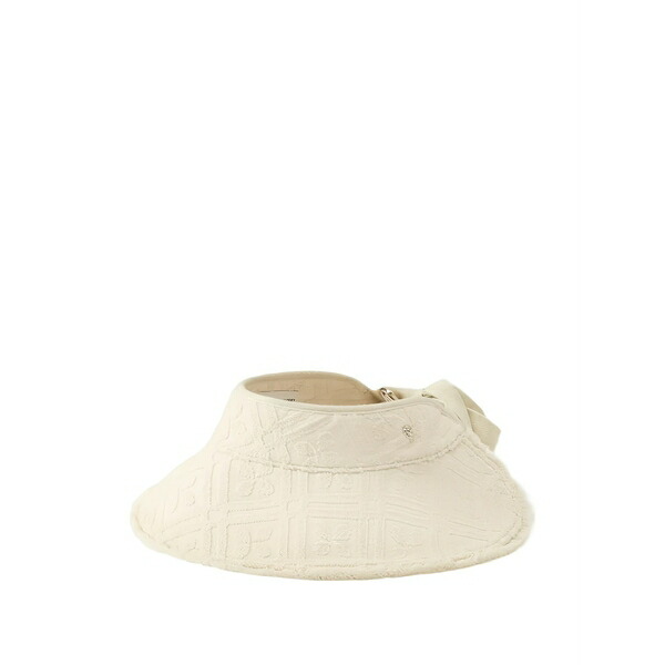 ヘレンカミンスキー レディース かぶり笠 佩び物 Geometric-pattern fringed-edge visor White