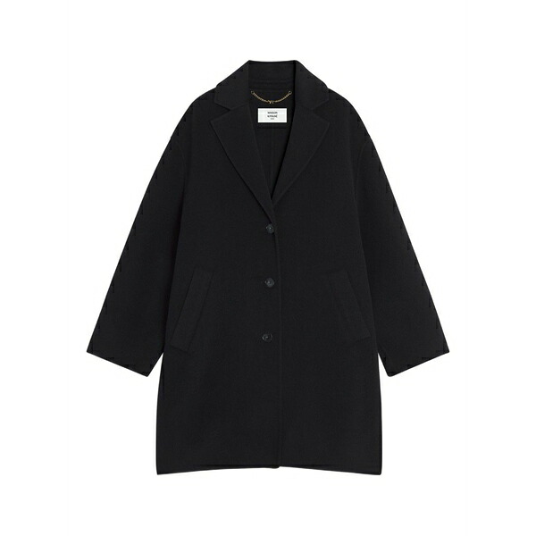 住みか 稲荷 レディース 厚地の外套 アウター Button wool coat Black
