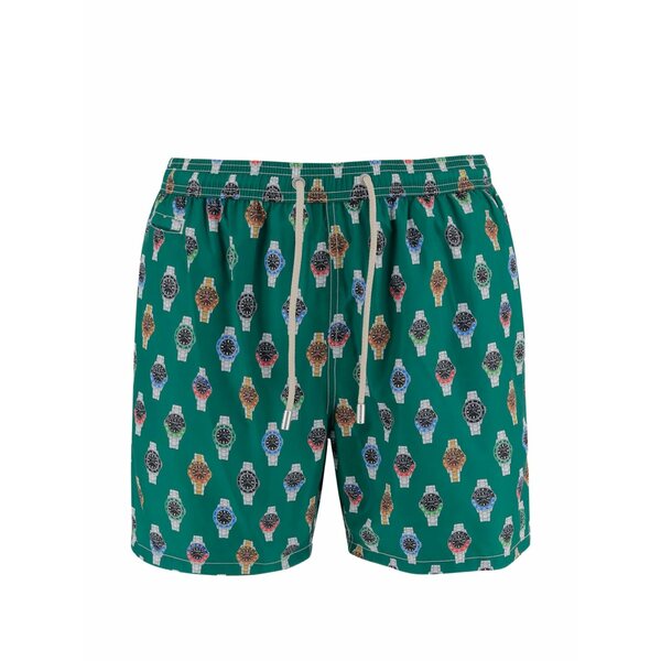 エムシーツーセイントバース メンズ 心地よいズボン下 ボトムス Lighting watch-print swim shorts Green