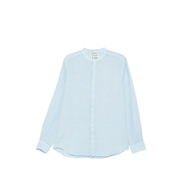 エムシーツーセイントバース メンズ シャツ トップス Naxos mandarin-collar long-sleeve shirt Blue｜asty