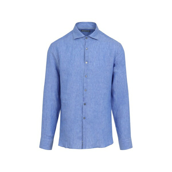 カナーリ メンズ ティーシャツ トップス Buttoned shirt Blue