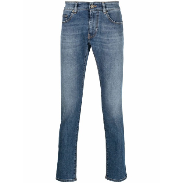 PTトリノ メンズ ジーンズズボン下 ボトムス Logo-patch straight leg jeans Blue