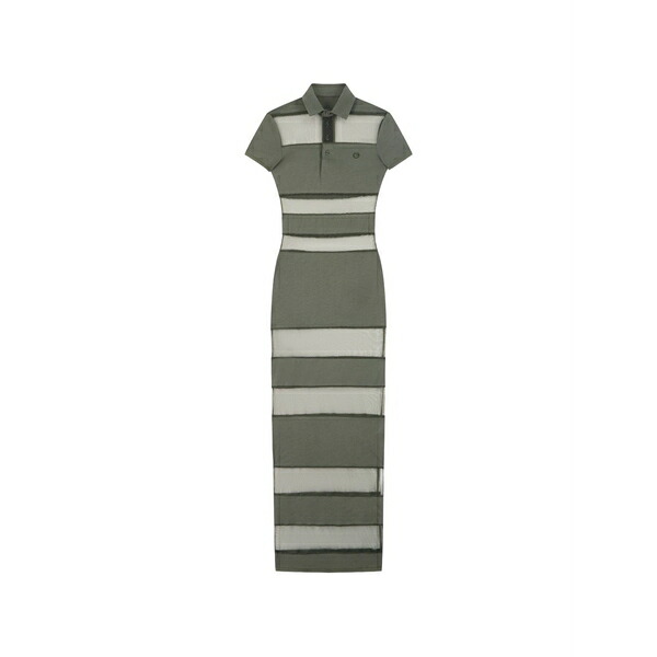 コペルニ レディース ワンピース トップス Maxi sheer striped polo dress Green|asty