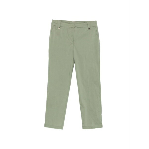 リュージョー レディース 心地よいズボン下 ボトムス Logo-plaque straight-leg trousers Green