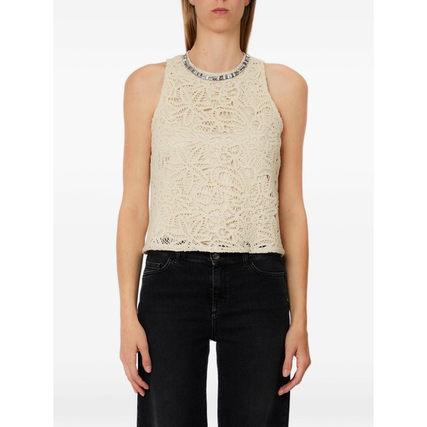 リュージョー レディース カットソー トップス Embellished lace top Neutrals