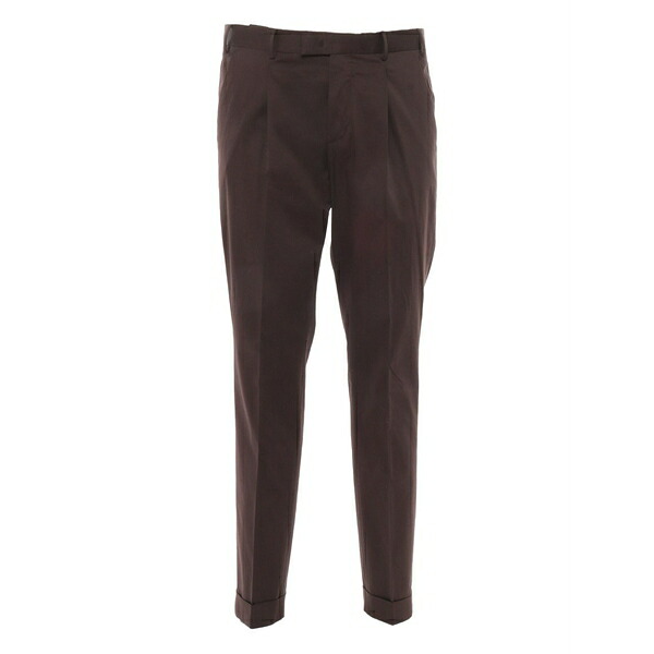 PTトリノ メンズ 心地好いズボン下 ボトムス Pleated flap-pockets trousers Brown