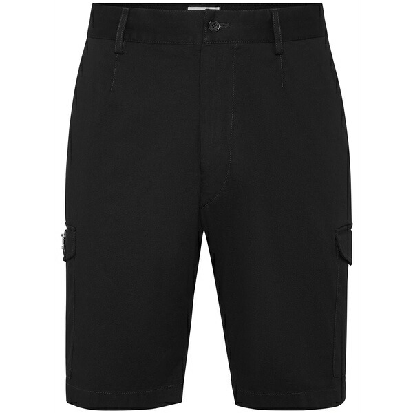 フィリップ飾り気の無い メンズ 心地好いズボン下 ボトムス Logo-plaque cargo shorts Black