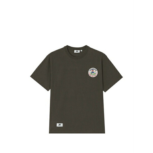 黒茶 メンズ プルオーバー トップス Graphic-patch t-shirt Brown