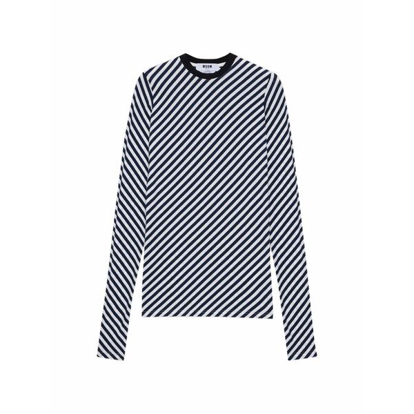 エムエスジイエム レディース プルオーバー トップス Striped long sleeved top Blue