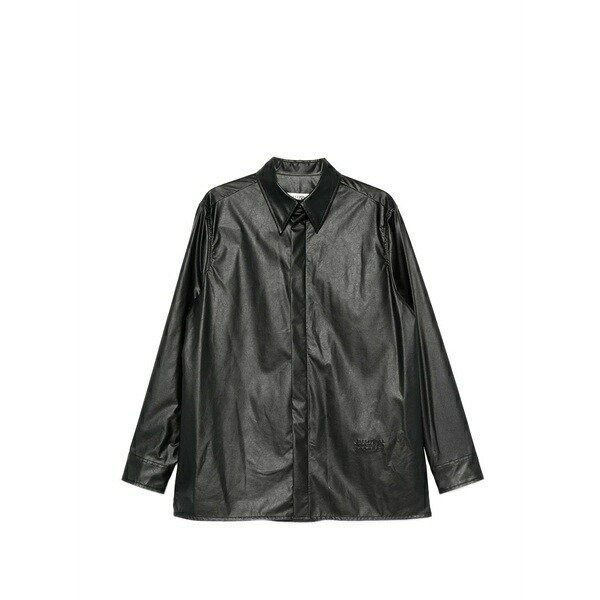 マルタンマルジェラ レディース シャツ トップス Logo-embossed shirt Black｜asty