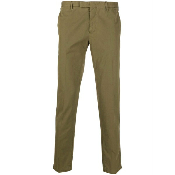 PTトリノ メンズ 心地よいズボン下 ボトムス Straight-leg stretch-cotton trousers Green