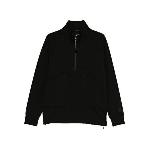 シーピーカンパニー メンズ パーカー・スウェットシャツ アウター Half-zip pocket sweatshirt Black