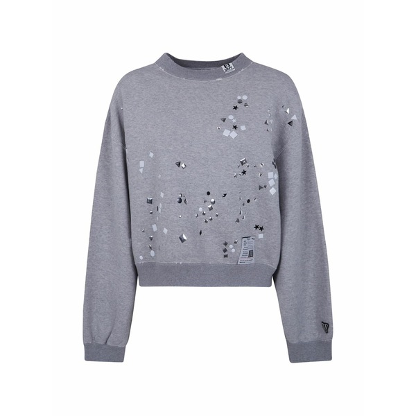 ミハラヤスヒロ レディース 編み物\u0026スウェーター アウター Stud-embellished distressed sweatshirt Grey