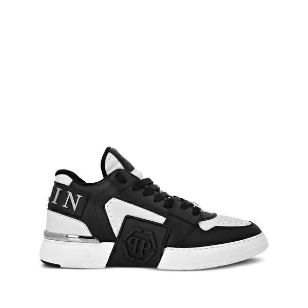 フィリップ飾り気の無い メンズ スニーカー シューズ Phantom kicks skull-plaque leather sneakers White