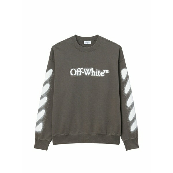 象牙色 メンズ パーカー・スウェットシャツ アウター Diag-stripe logo-print sweatshirt Grey