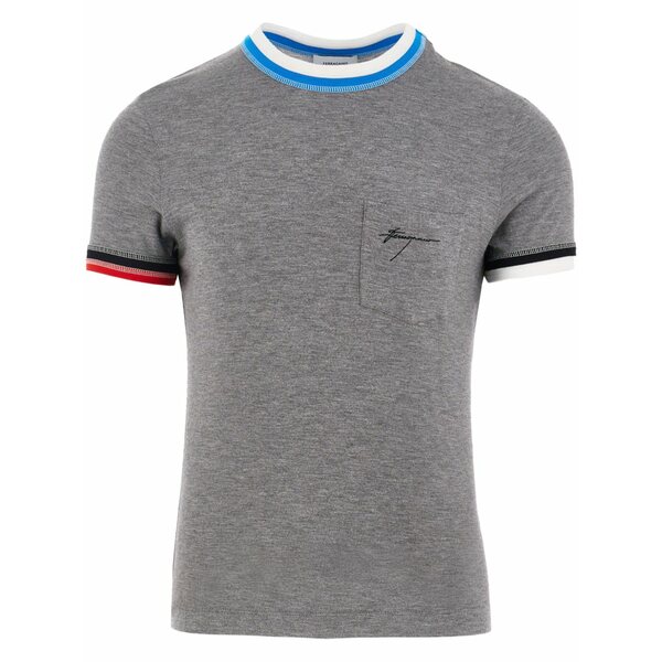 フェラガモ メンズ プルオーバー トップス Colour-block trim t-shirt Grey