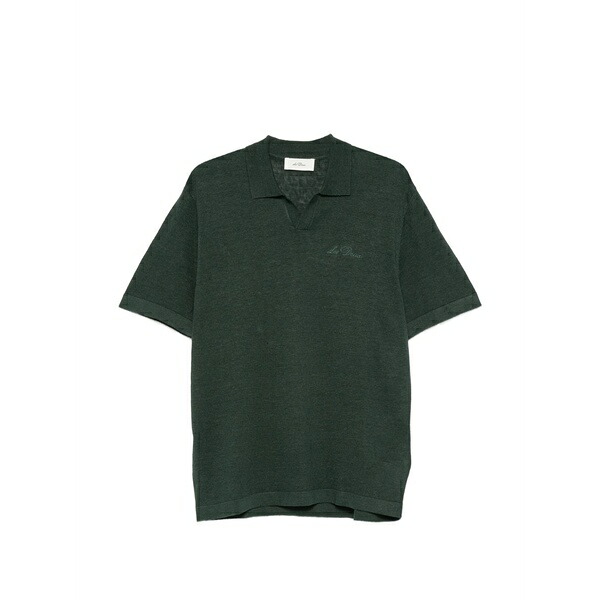 レ ドゥ メンズ スポーツシャツ トップス Logo-embroidered knit t-shirt Green