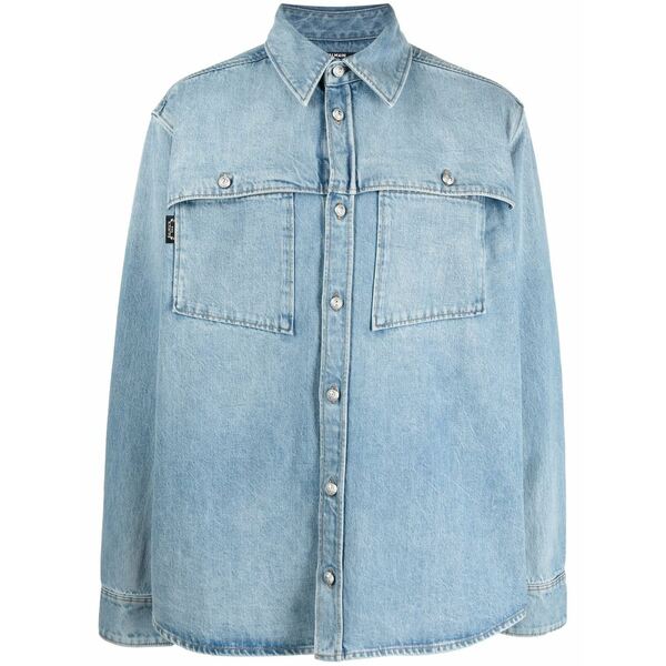 バルマン メンズ 上衣＆上衣 アウター Faded denim shirt-jacket Blue