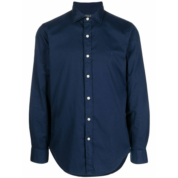 ラルフローレン メンズ シャツ トップス Logo-embroidered cotton shirt Blue|asty