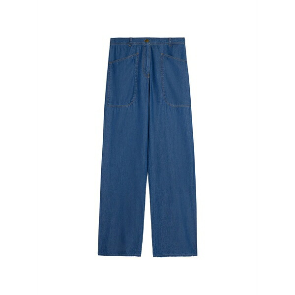 モモン レディース カジュアルパンツ ボトムス Macao patch-pocket wide-leg trousers Blue｜asty