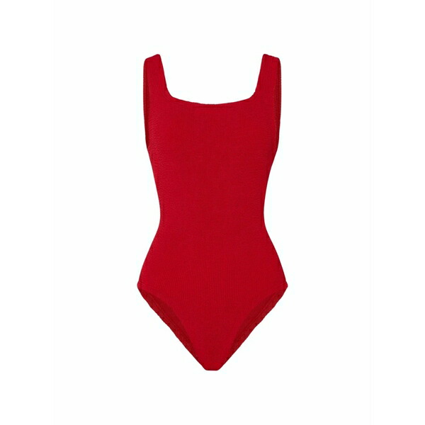 フンザ・ジー レディース 衣装 トップス Crinkle-effect square-neck swimsuit Red
