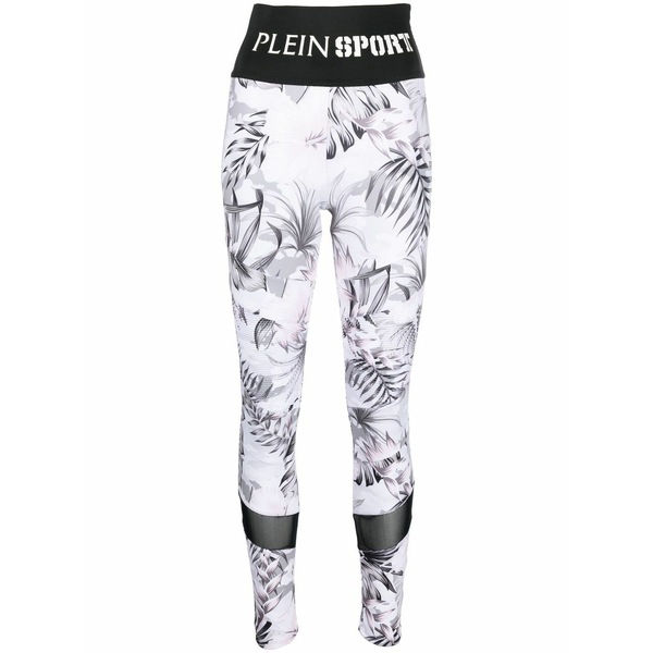飾り気の無い運動競技 レディース 心地好いズボン下 ボトムス Logo-waistband floral-print leggings White