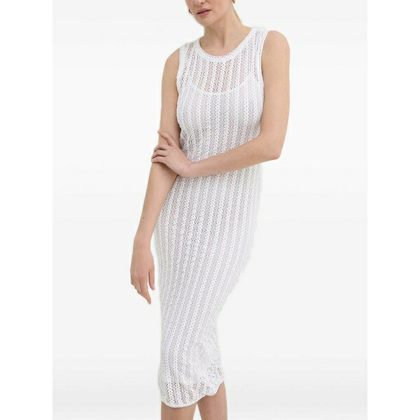 ピンコ レディース 衣裳 トップス Openwork sleeveless MIDI dress White