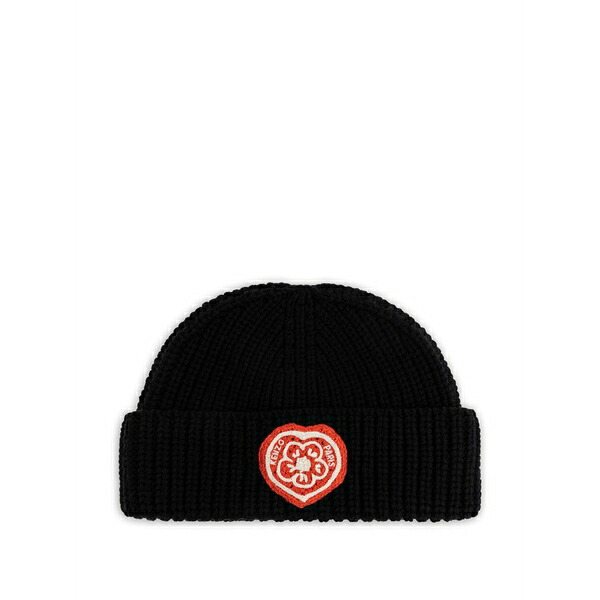 ケンゾー レディース 鳥打ち帽 付属物 Logo patch beanie Black
