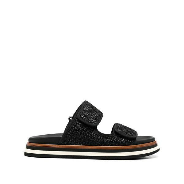 ホー火器 レディース サンダル シューズ Touch-strap flat sandals  Black