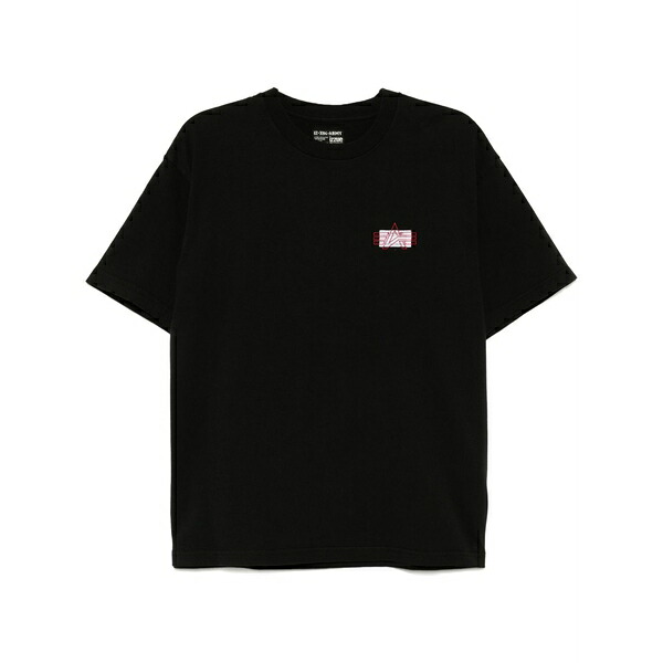 イズエ メンズ プルオーバー トップス Logo-embroidered t-shirt Black