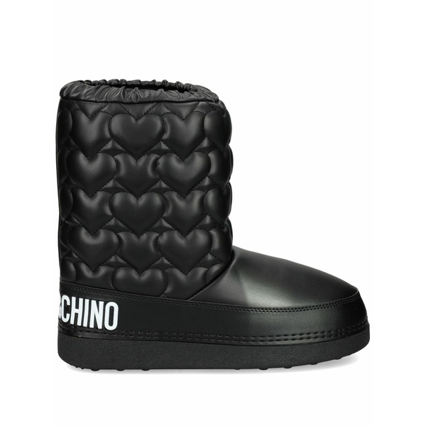 優しいこと モスキーノ レディース ブーツ シューズ Logo-print quilted boots Black
