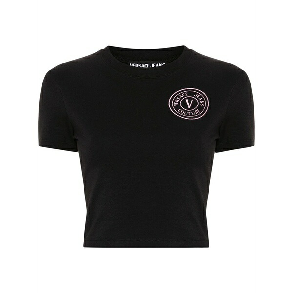 呼びりん探し回る レディース プルオーバー トップス V-emblem glittered t-shirt Black