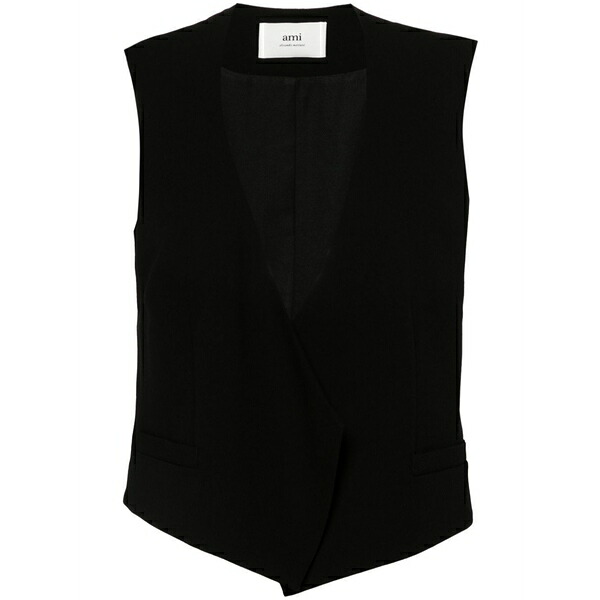 意中の女 レディース 厚地の外套 アウター Open-front wool waistcoat Black